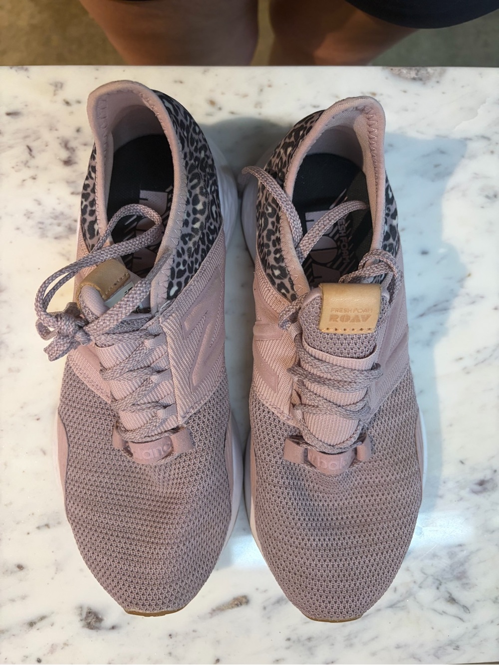 New Balance Women’s Pink Mesh Leopard ROAV Athletic Sneakers